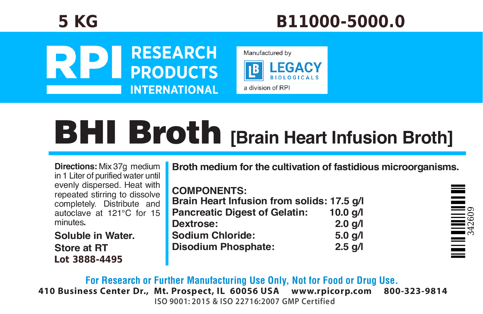 BHI Broth [Brain Heart Infusion Broth], 5 Kilograms