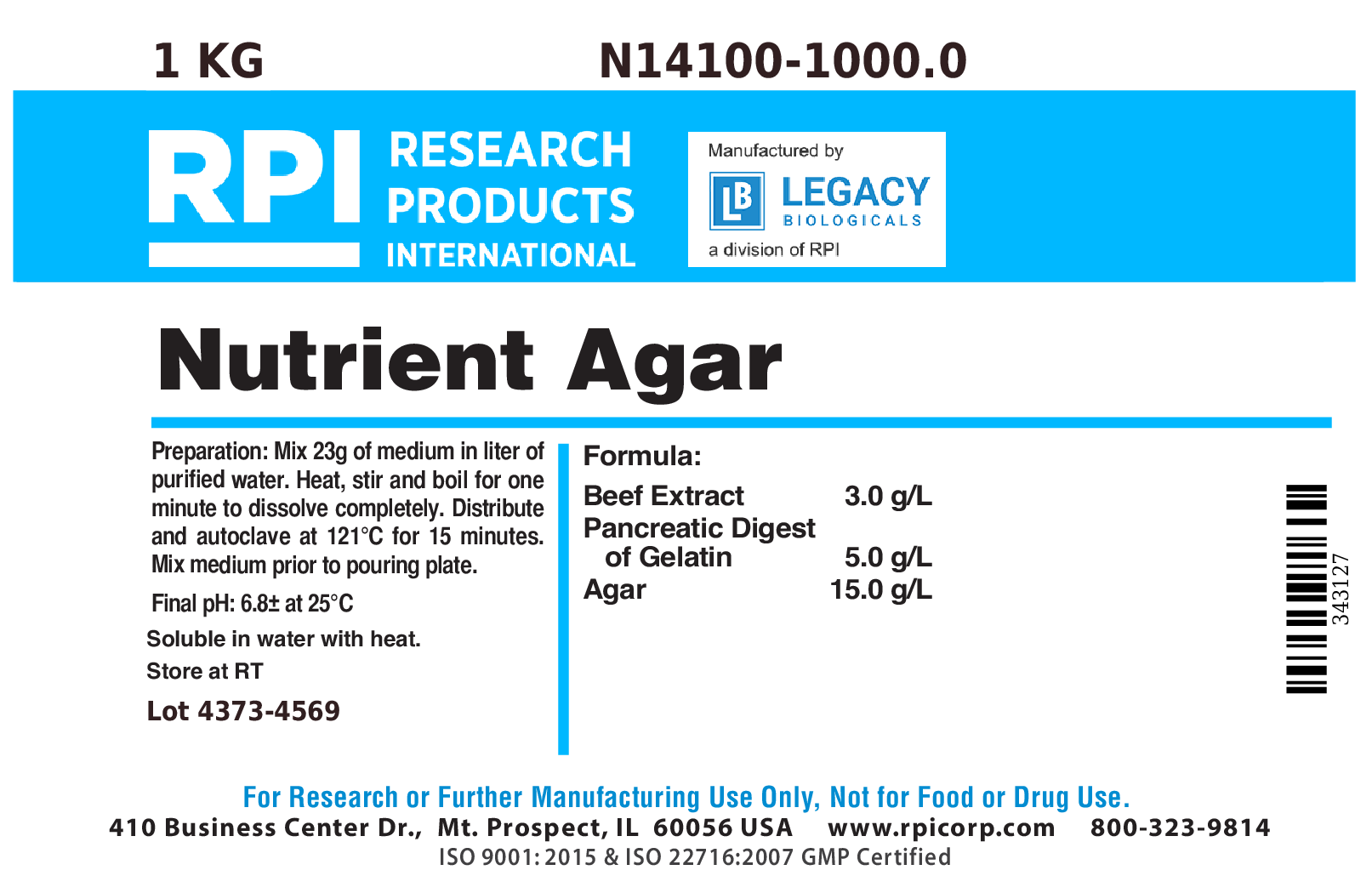 Nutrient Agar, 1 Kilogram