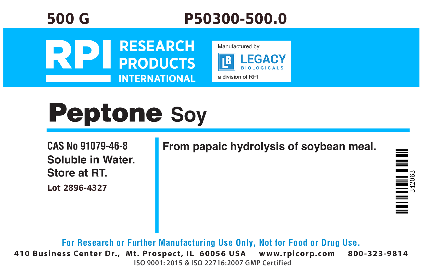 Peptone, Soy, 500 Grams