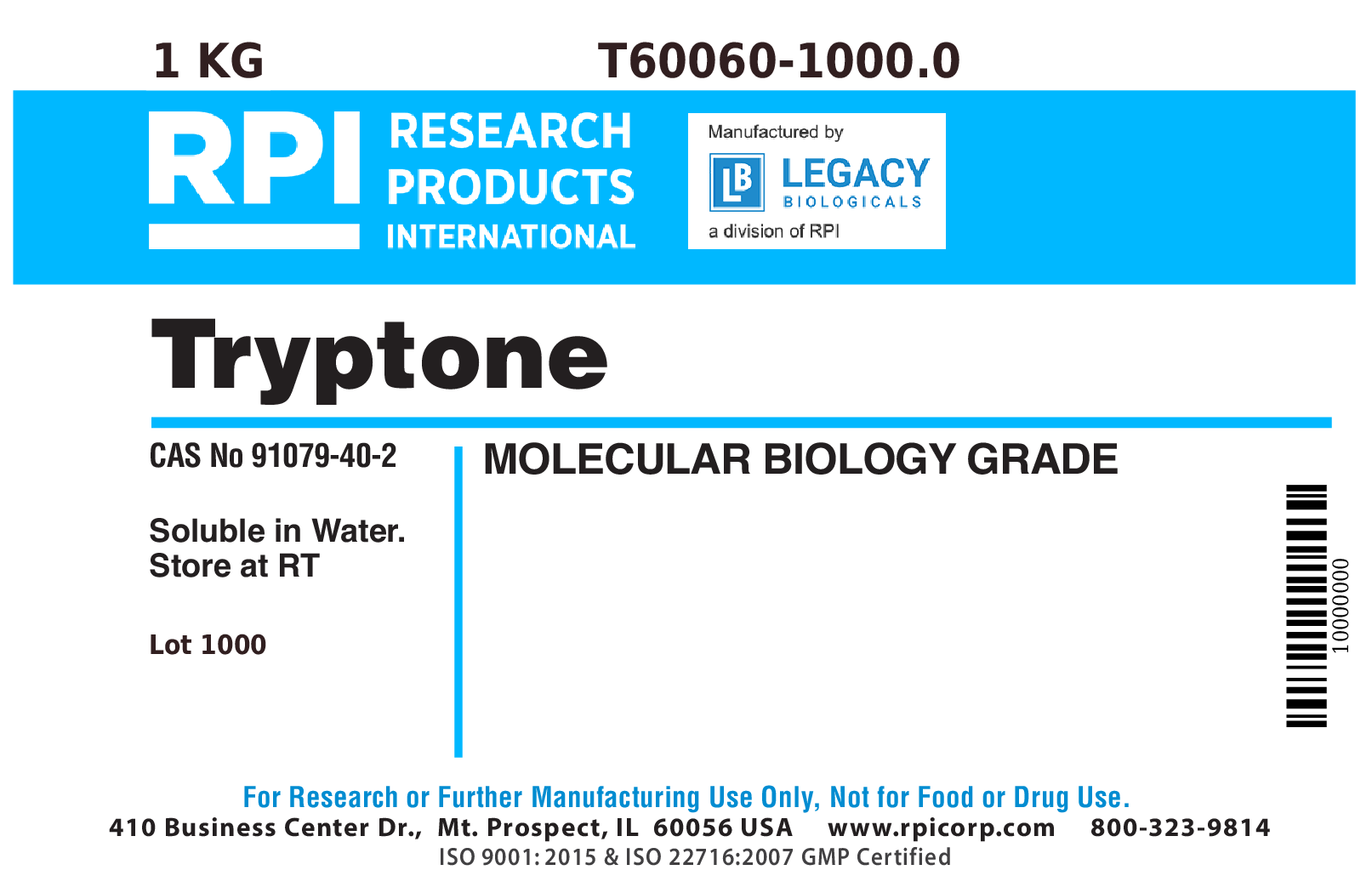 Tryptone, Powder, 1 Kilogram