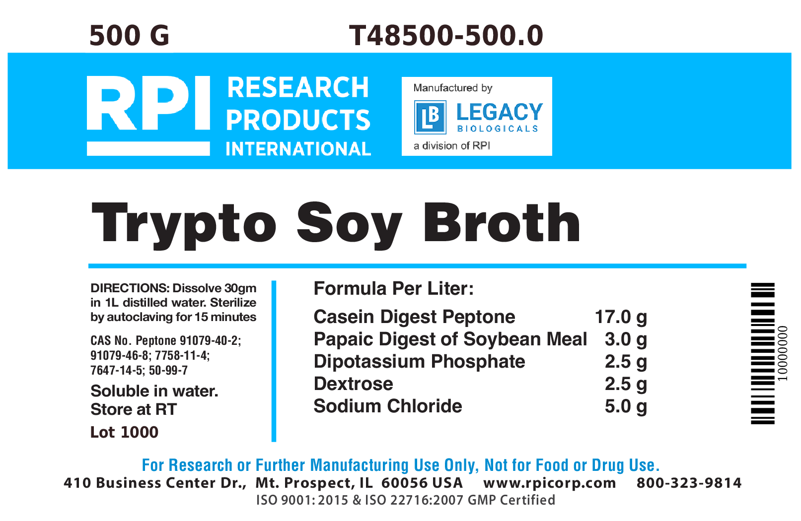 Trypto Soy Broth, 500 Grams