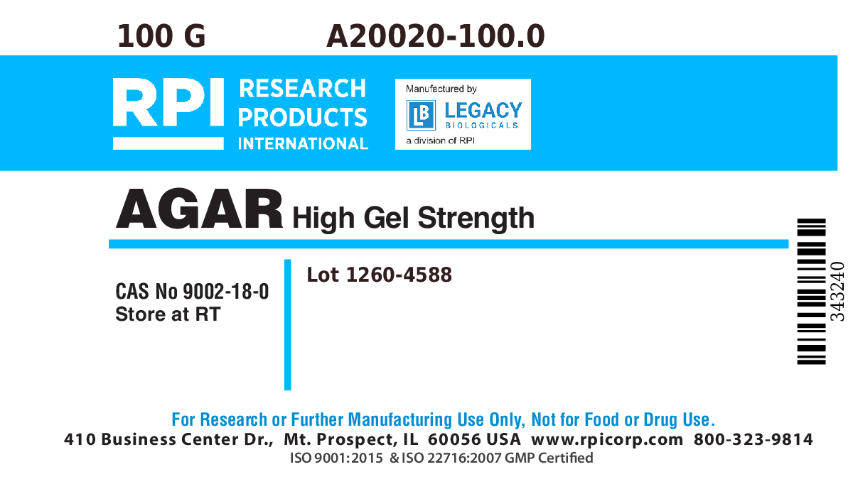Agar, High Gel Strength, Powder, 100 Grams