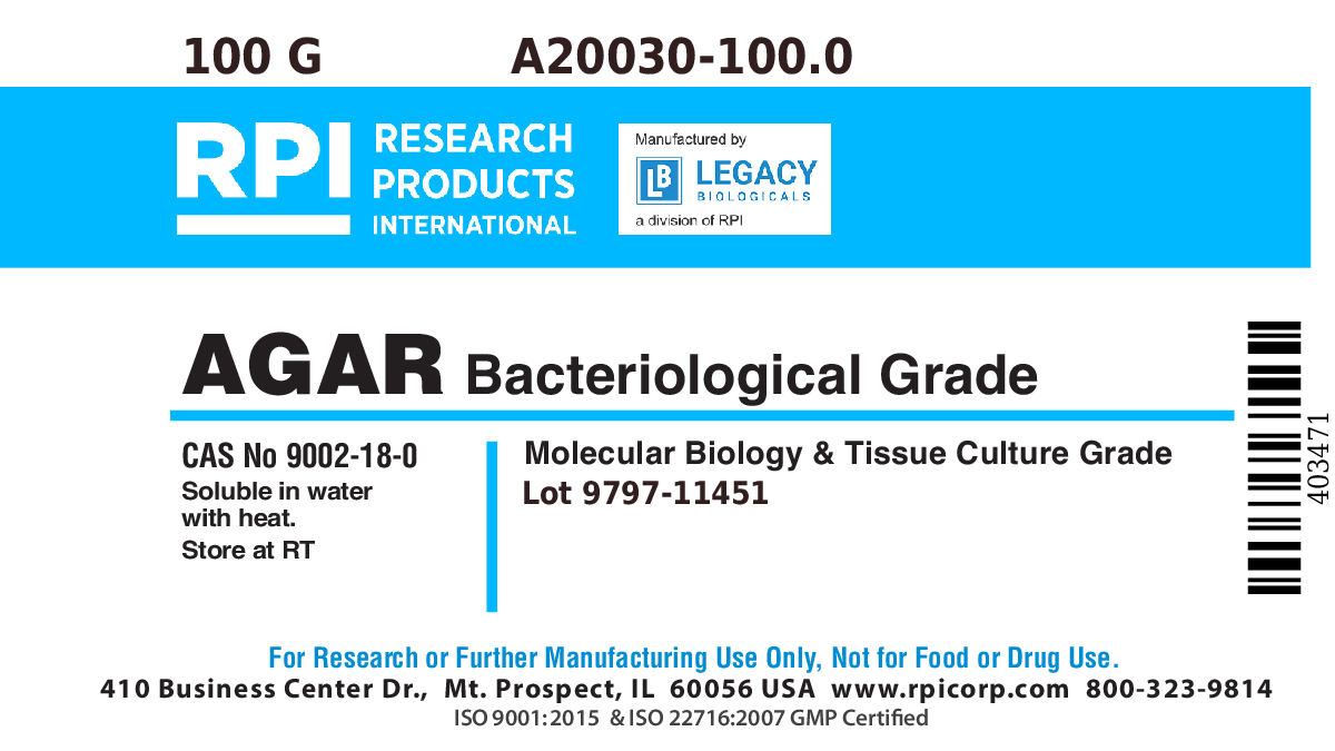 Agar, Bacteriological Grade, 100 Grams