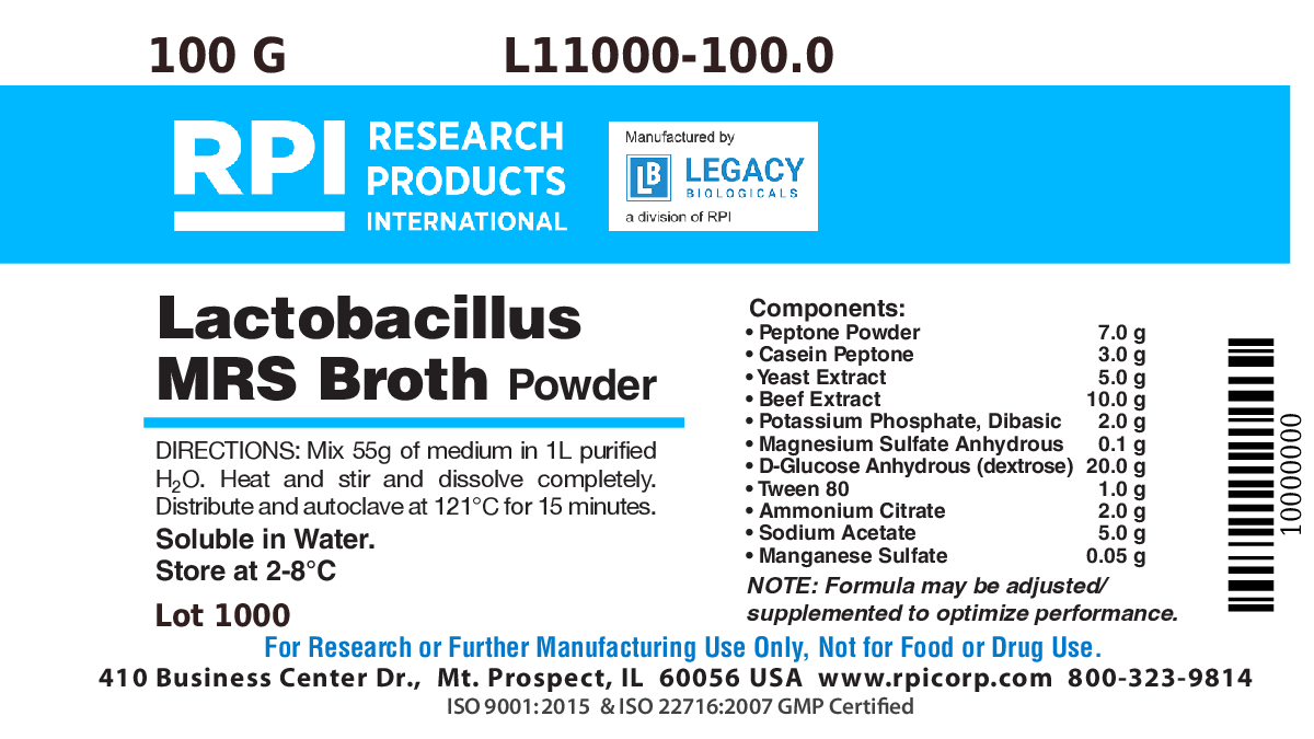 Lactobacillus MRS Broth Powder, 100 Grams (SAMPLE)