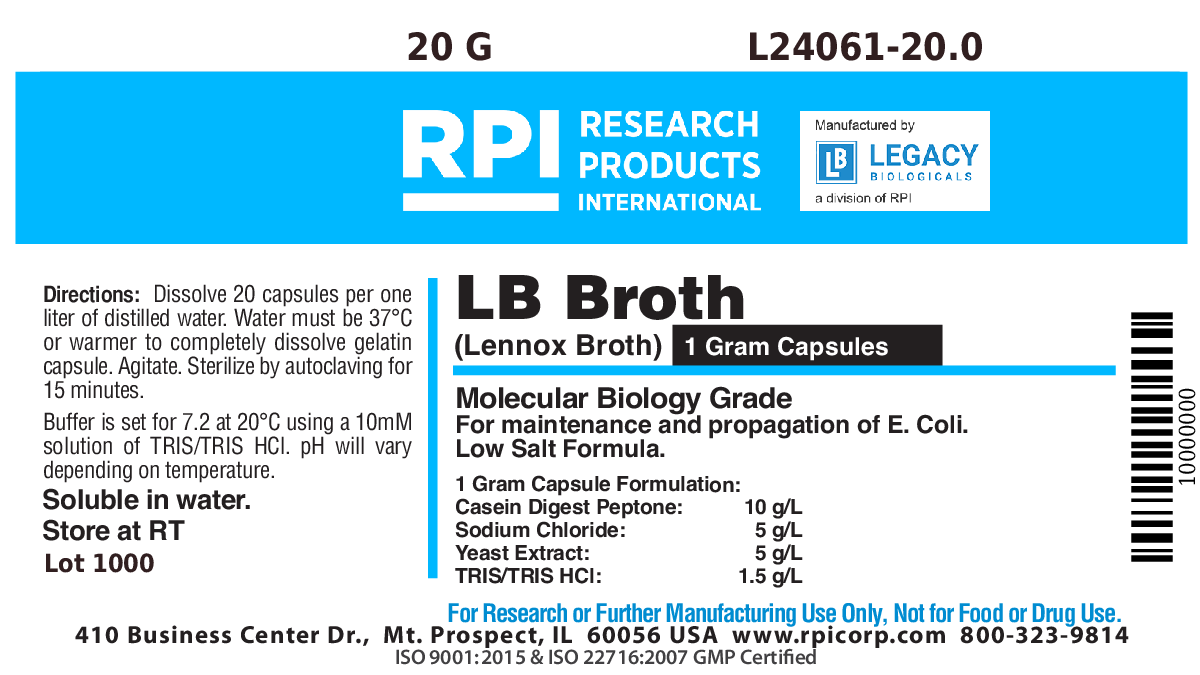 LB Broth [Lennox] 1 Gram Buffered Capsules, 20 Grams (SAMPLE)
